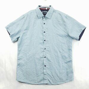 Silverstone Shirt Mens 2XL Aqua Geometric Modern Fit Classic Button-Up